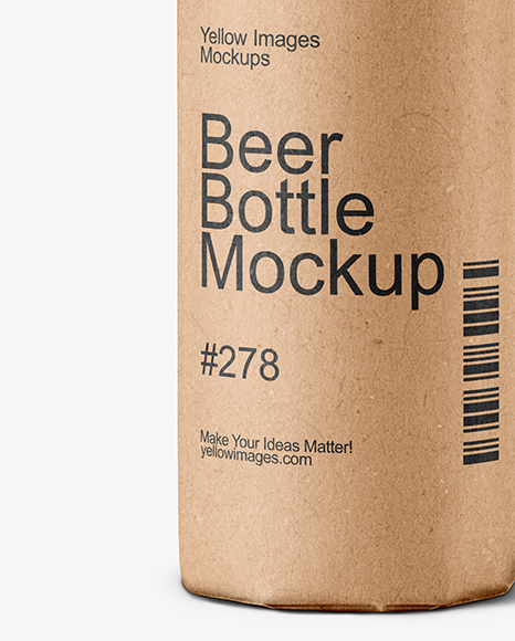 Beer Bottle in Paper Wrap Mockup