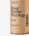 Beer Bottle in Paper Wrap Mockup