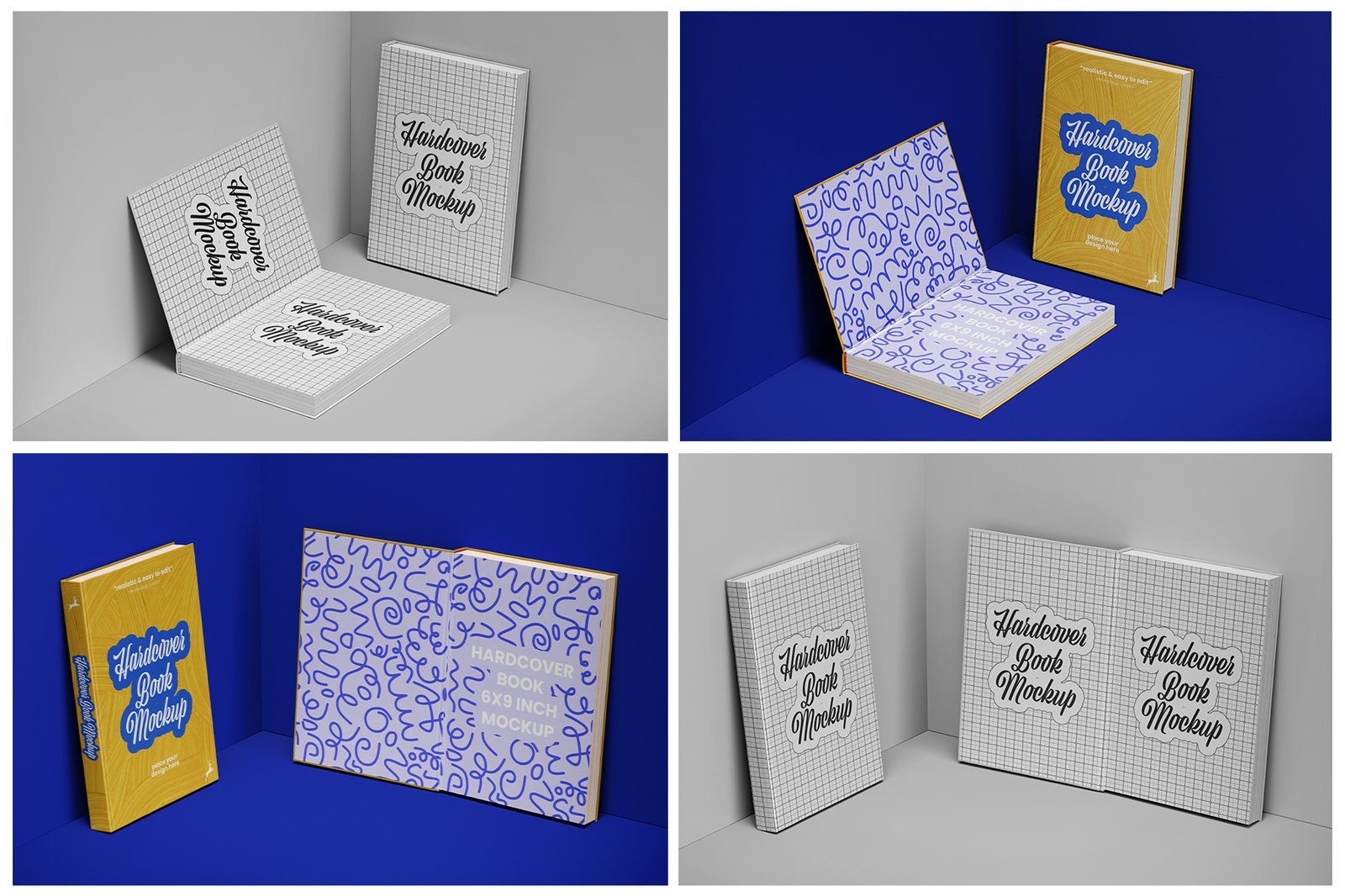 Hardback Cover Book 6x9 Inch Mockup Set