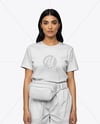 Woman Wearing T-Shirt with Fanny Pack Mockup