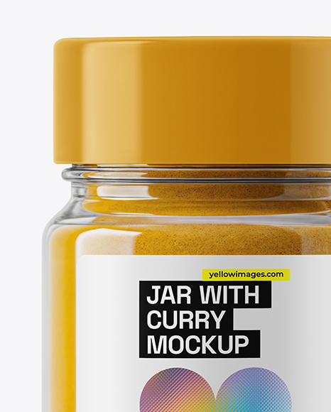 Clear Glass Jar with Curry Mockup