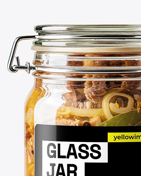 Glass Jar with Clamp Lid Filled Stewed Meat Mockup