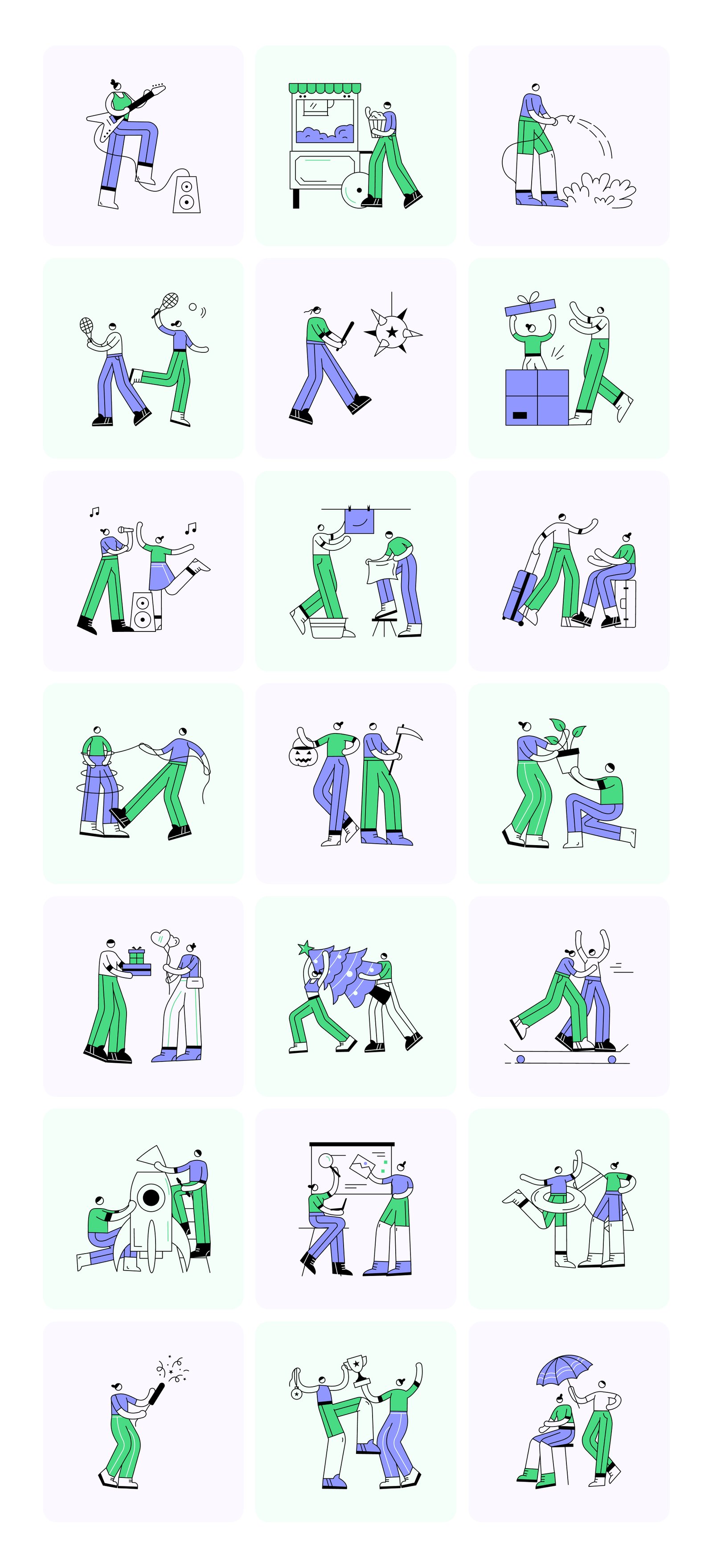 People and Places Illustration Set