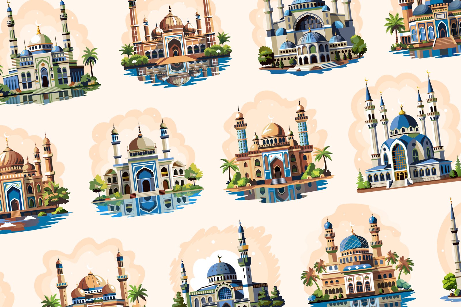 Mosque Illustration Art Set