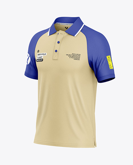 Men's Raglan Polo Shirt Mockup - Half Side View - Women's+Polo+PSD+Mockup+Half+Side+View+-+Women's+Polo+PSD+...