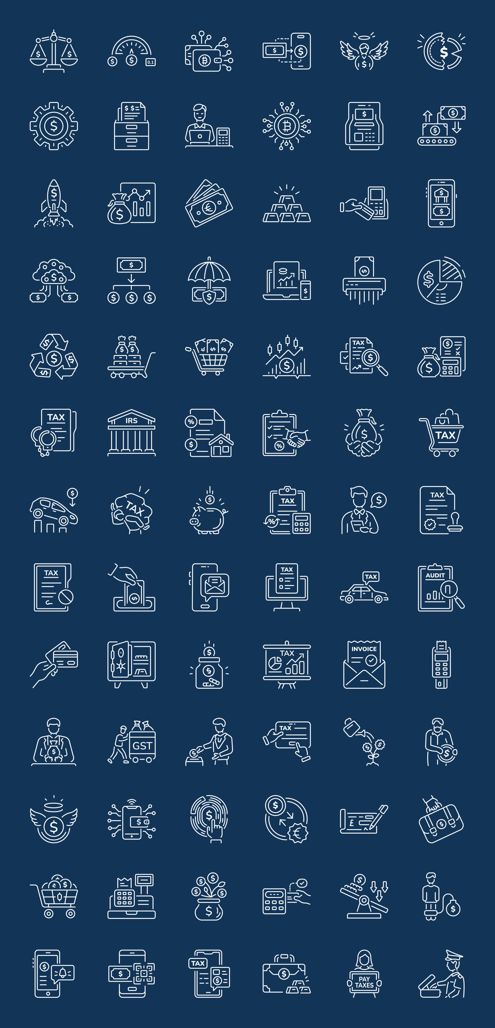 Money and Taxation Icon Set