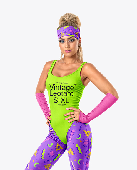 Blonde Wearing Vintage Fitness Outfit Mockup