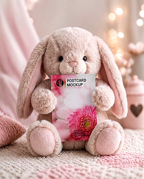 Plush Bunny with Vertical Card Mockup