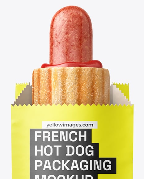 Paper Food Bag with French Hot Dog Mockup