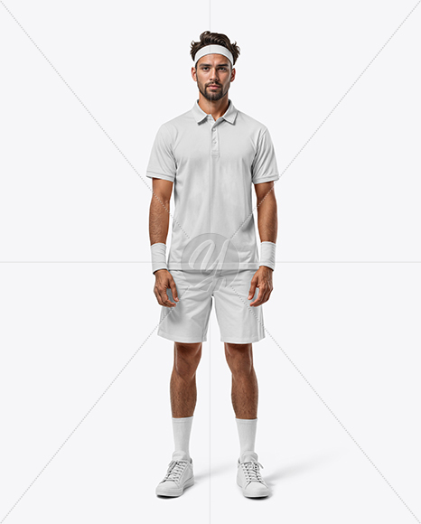 Bearded Man Wearing Full Tennis Kit Mockup