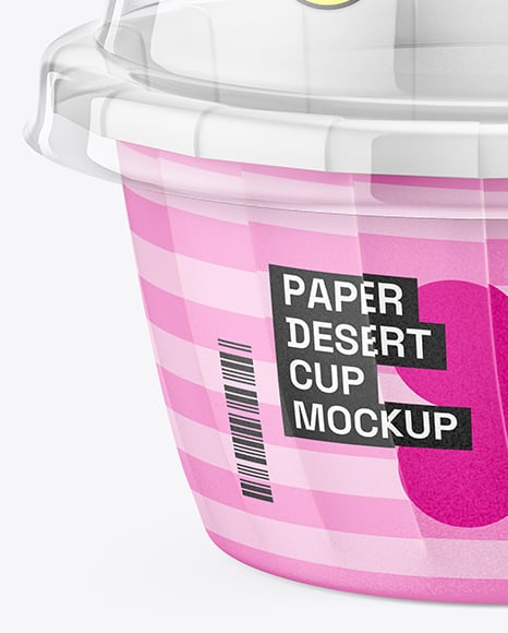 Paper Cup with Clear Plastic Dome Cap Mockup