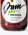 Glass Jar with Cherry Jam Mockup