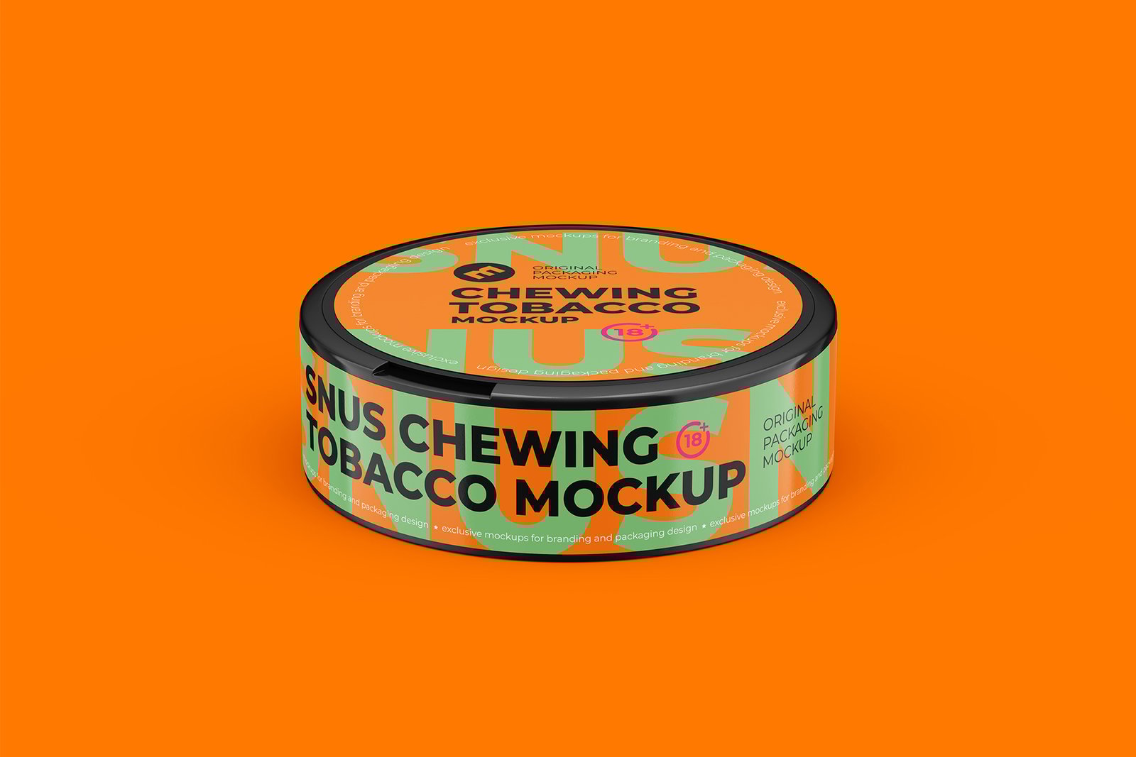Snus Chewing Tobacco Can Mockup. High angle shot. With One Lock