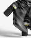 Pair of High-Knee Boots on Women's Legs with Jeans Mockup