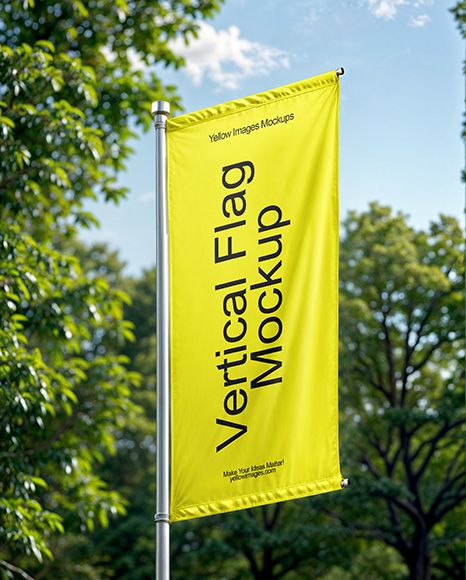 Banner Flag with Metal Flagpole Mockup - Fabric mockup