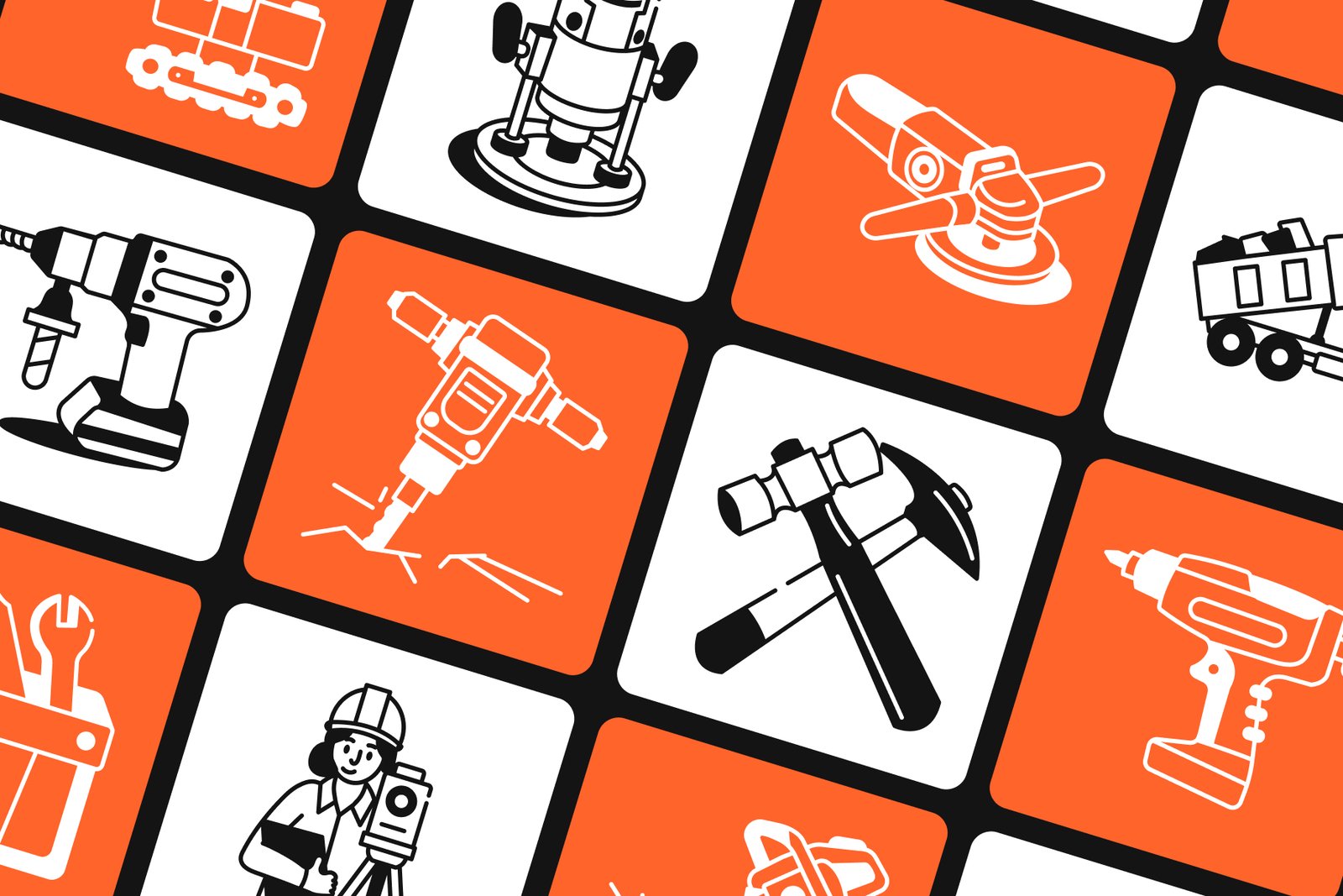Construction Drawings Illustration Set