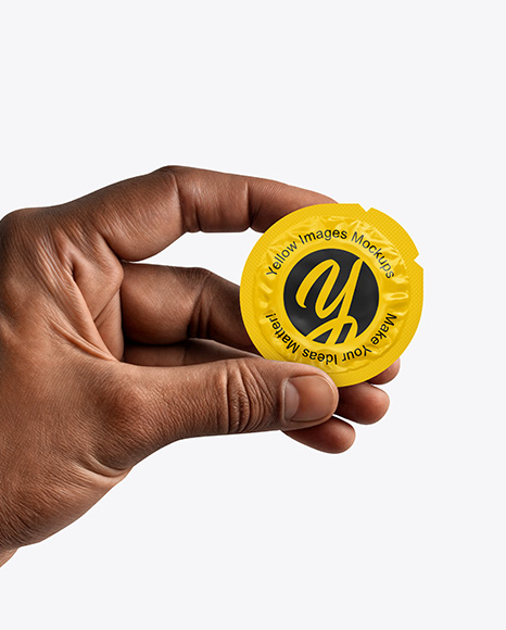 Matte Condom Packaging in a Hand Mockup