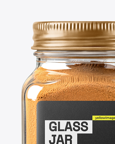 Glass Square Jar with Cinnamon Powder Mockup