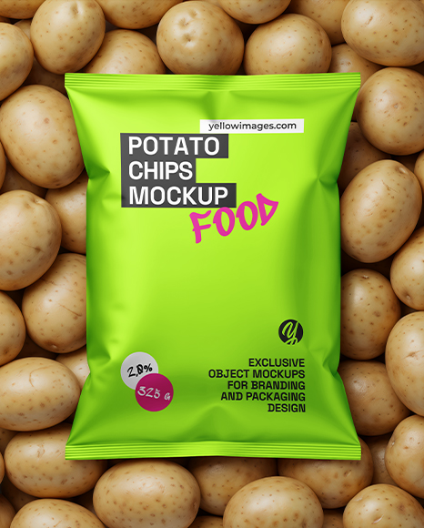 Metallic Chips Pack on Patatoes Mockup