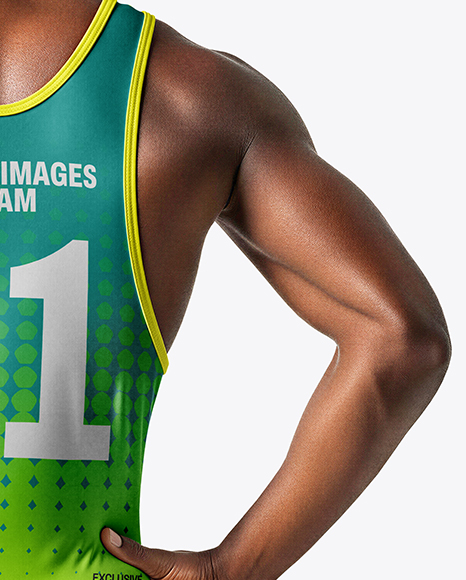 Afro-American Man Wearing Wrestling Uniform Mockup