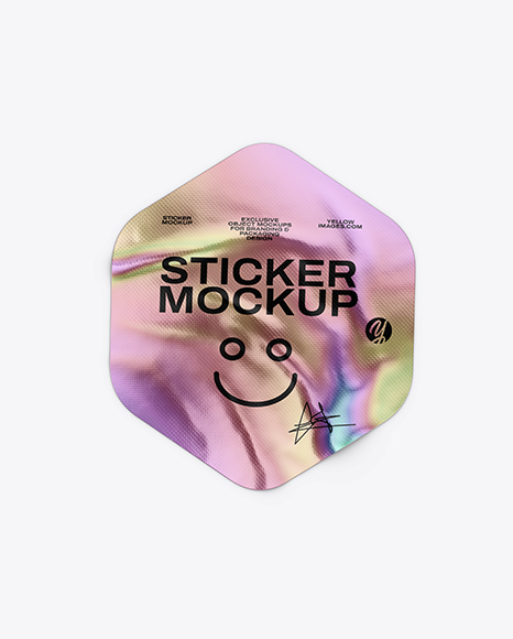 Iridiscent Hexagon Sticker Mockup - Stationery Mockups