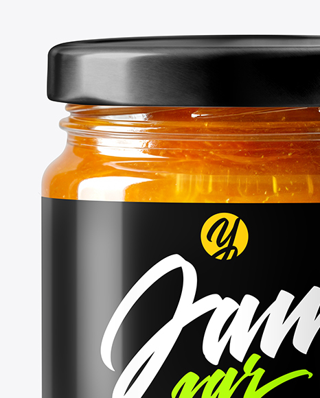 Glass Jar with Apricot Preserves Mockup
