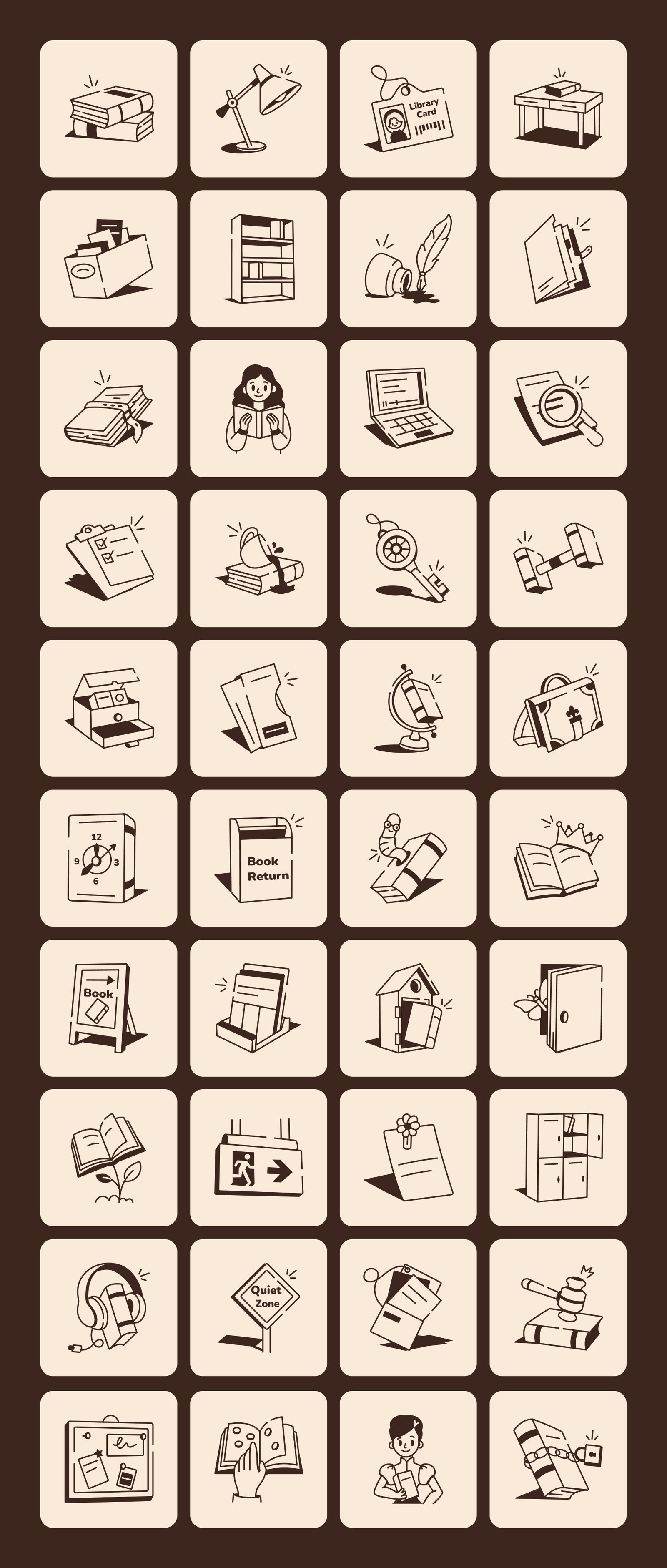 Library Drawing Illustration Set