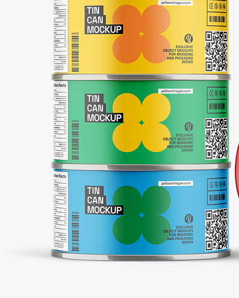 Five Matte Tin Cans Mockup