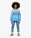 Black Woman Wearing an Oversize Sweatshirt and Jeans Mockup