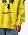 Black Boy with Braids Wearing Sweatshirt and Baseball Cap Mockup