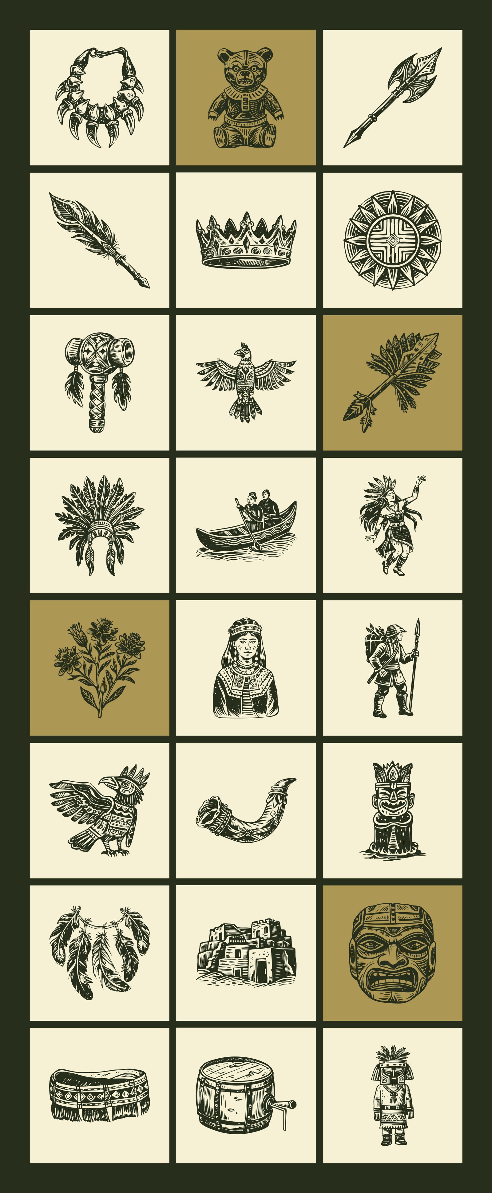 Native American Art Icon Set