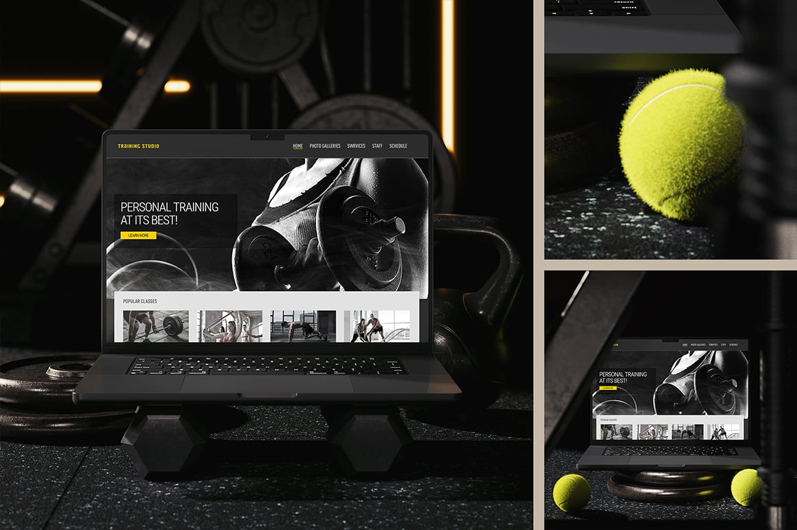 Gym Scene Laptop Screen Mockup