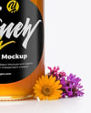 Clear Glass Jar with Wildflower Honey Mockup
