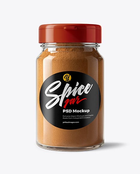 Glass Jar with Cinnamon Powder Mockup - Realistic mockups