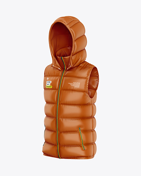 Glossy Down Vest Mockup - Black tracksuit mockup