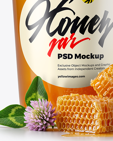 Glass Jar with Clover Honey Mockup