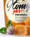 Glass Jar with Clover Honey Mockup