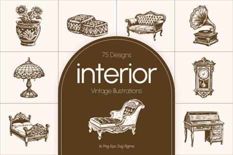 Vintage Interior illustration Set - Illustrations