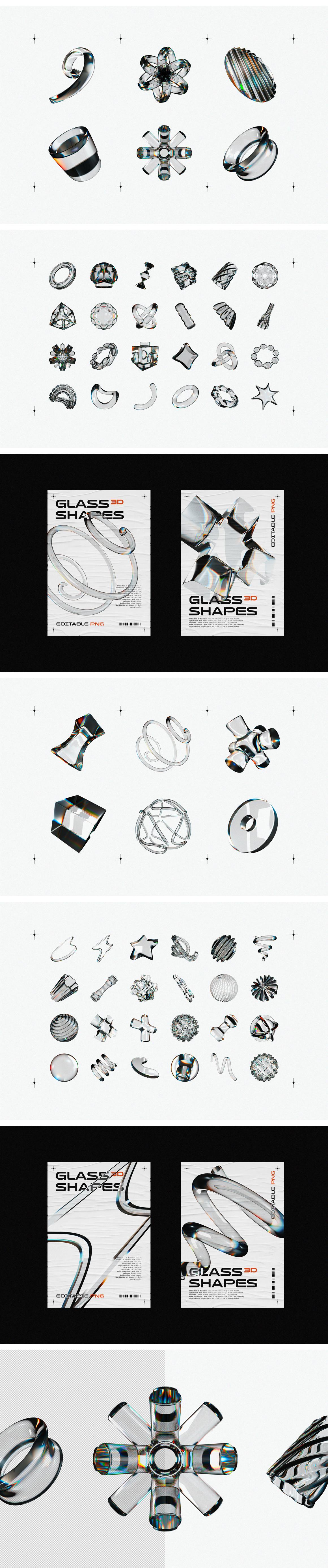 Liquid Glass 3D Shapes