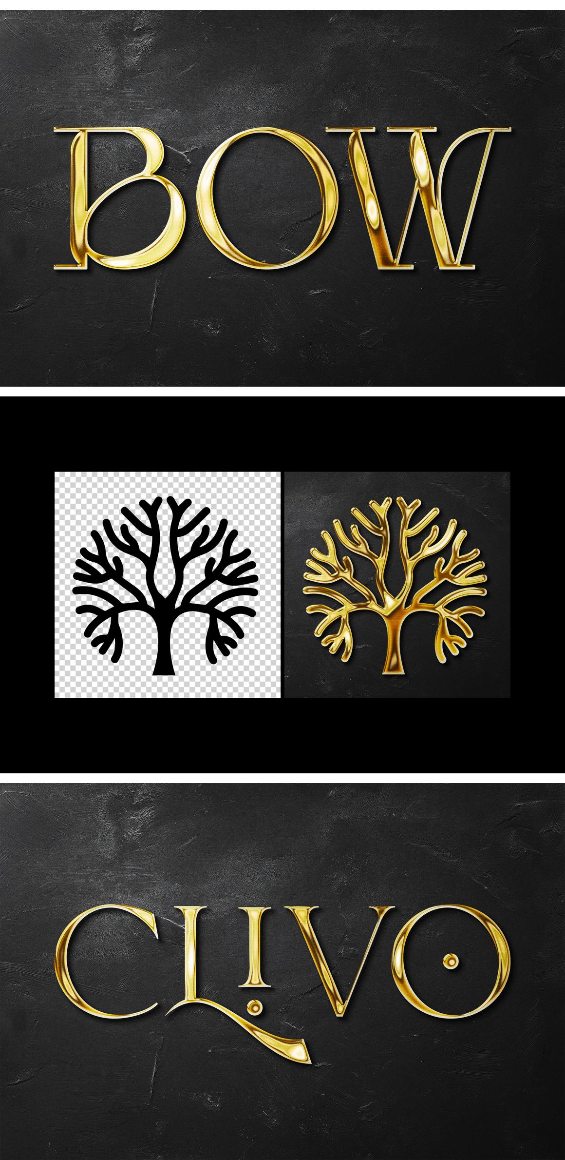 Realistic Gold Metallic Text &amp; Logo