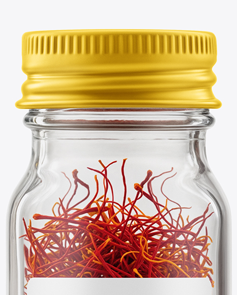 Small Glass Bottle with Saffron Threads Mockup