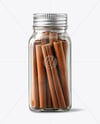 Square Glass Jar with Cinnamon Sticks Mockup