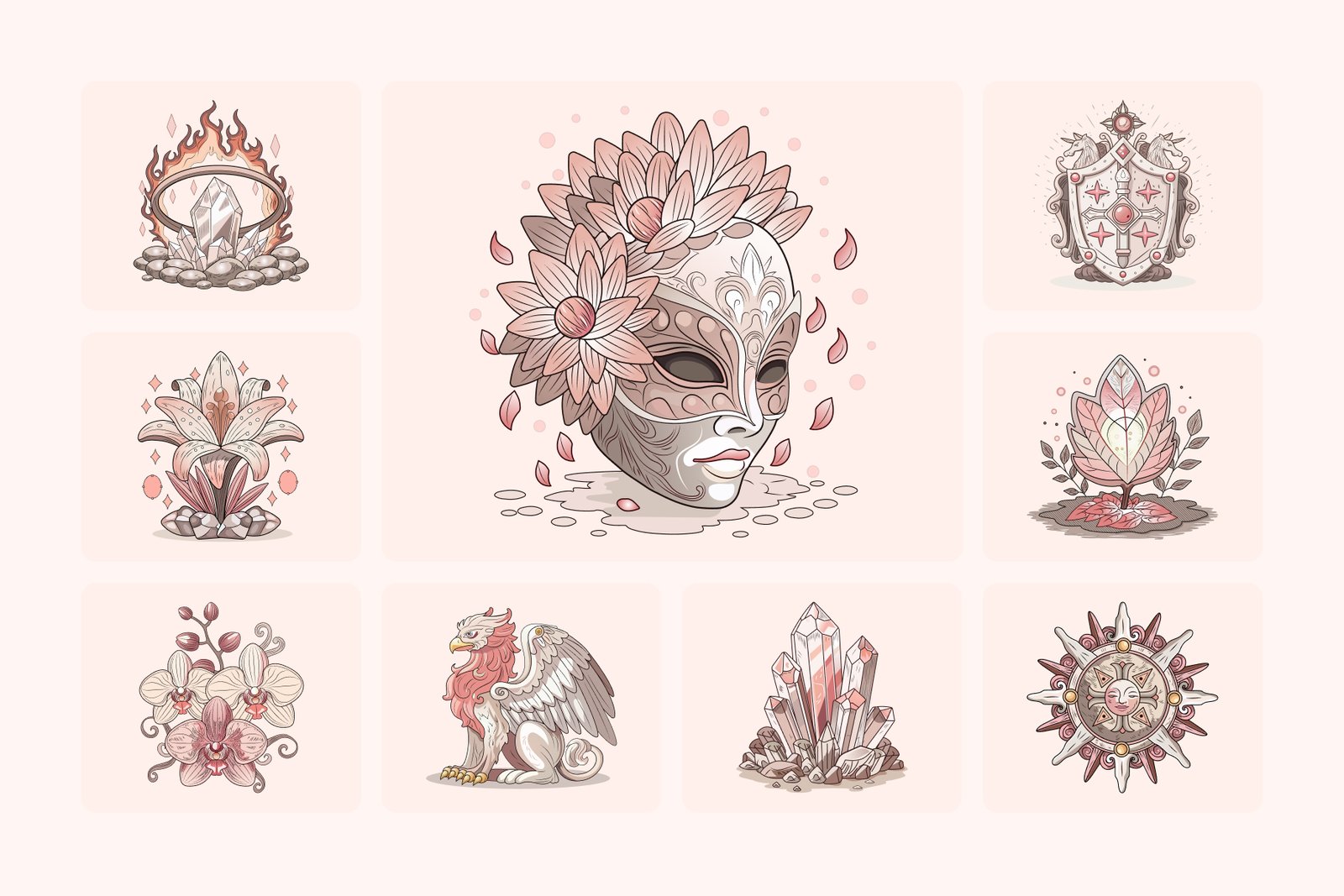 Decorative Fantasy Illustration Art Set