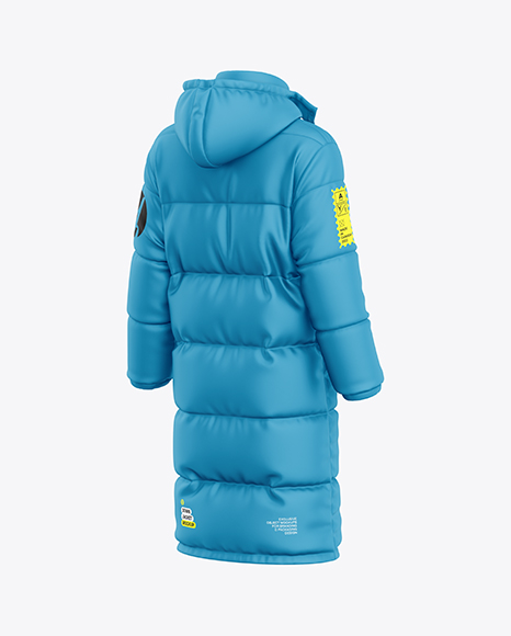 Men's Long Down Jacket Mockup - Back Half Side View