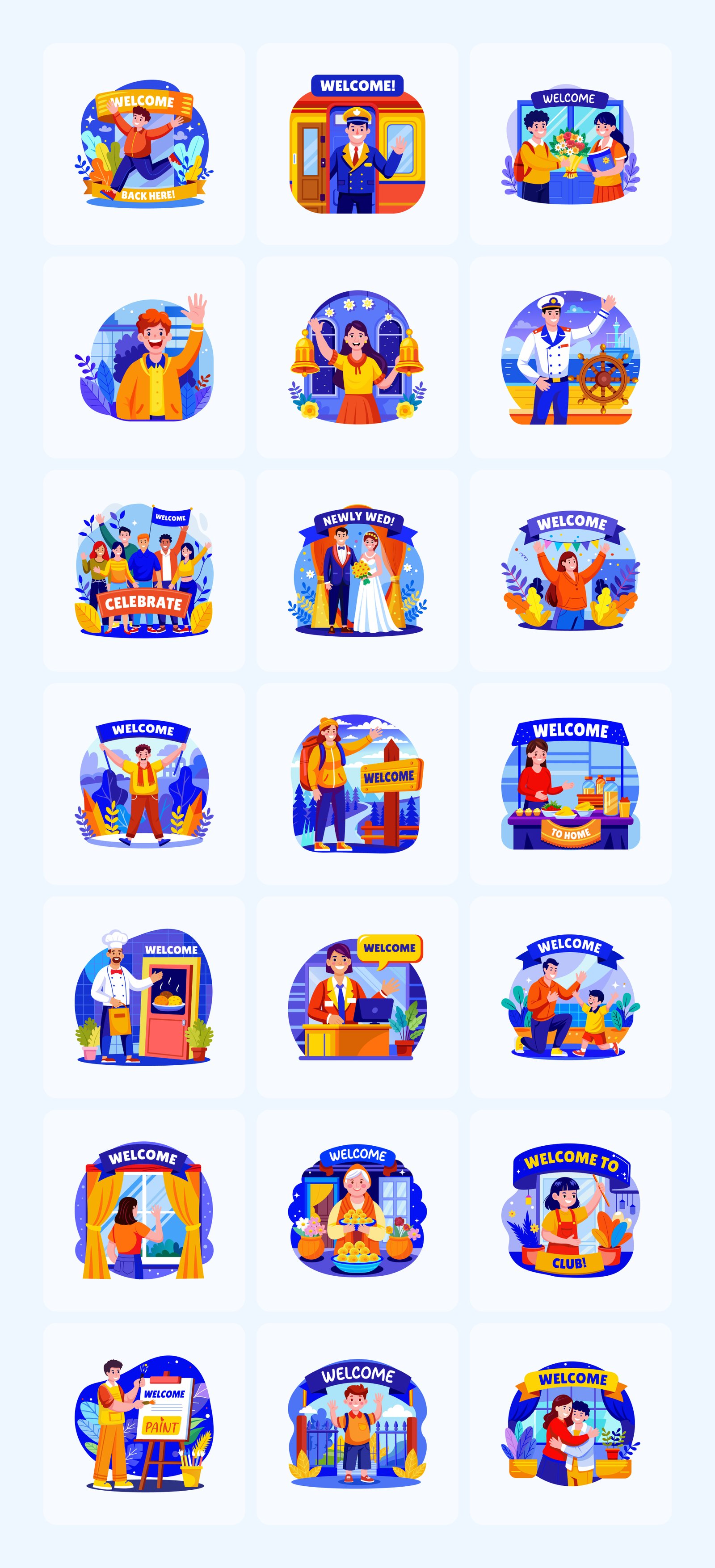 Welcome Illustration Art Set