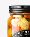 Clear Glass Jar with Giardiniera Pickled Vegetables Mockup