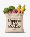 Shopper Bag with Vegetables Mockup