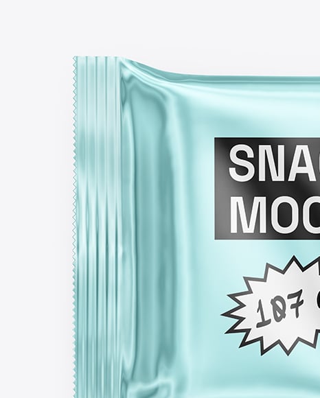 Glossy Metallic Snack Package Mockup