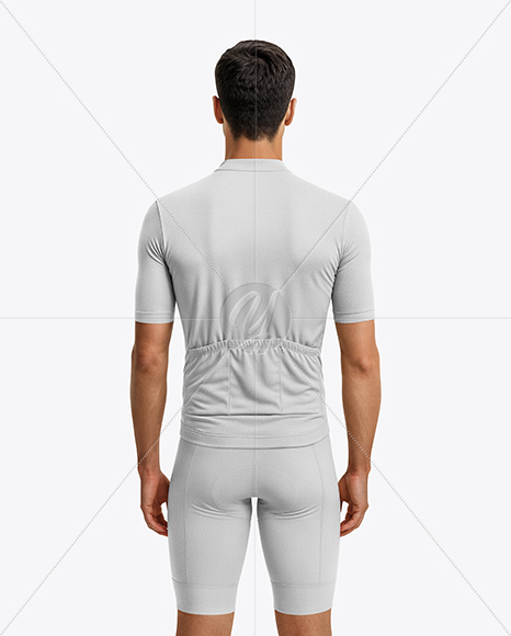 Man Wearing Cycling Jersey and Bib Shorts Mockup