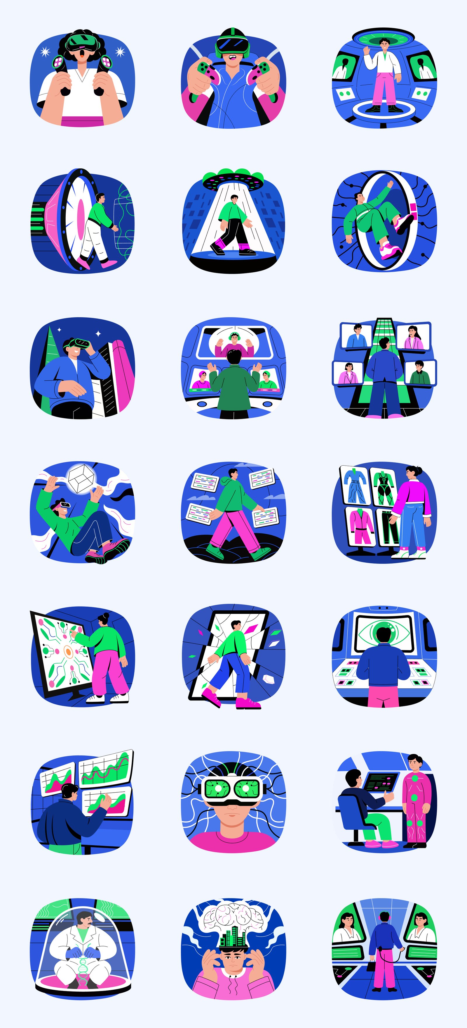 Metaverse Technology Illustration Set